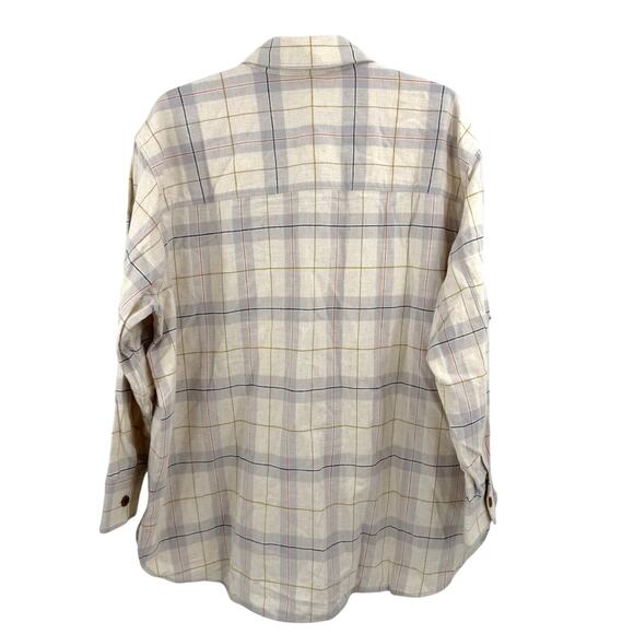 Everlane Organic Cotton Button Down Flannel LS Shirt in smoke plaid Size 16 - Picture 6 of 6